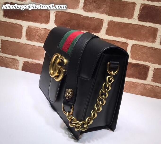 Top Quality Gucci Web GG Marmont Leather Shoulder Bag 476468 Black