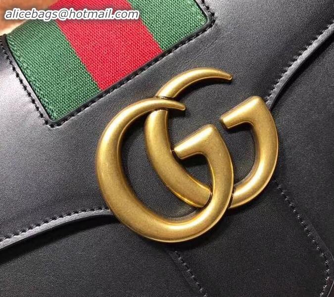 Top Quality Gucci Web GG Marmont Leather Shoulder Bag 476468 Black