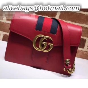 Top Quality Gucci Web GG Marmont Leather Shoulder Bag 476468 Red