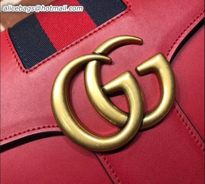 Top Quality Gucci Web GG Marmont Leather Shoulder Bag 476468 Red