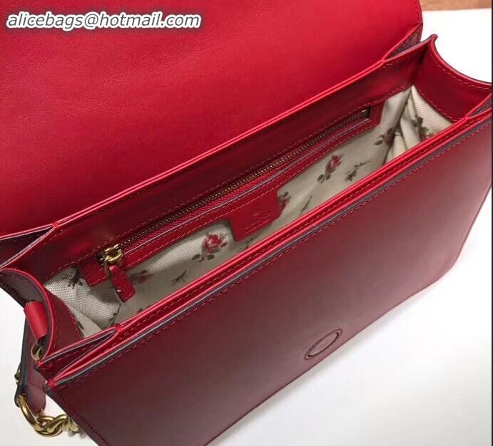 Top Quality Gucci Web GG Marmont Leather Shoulder Bag 476468 Red