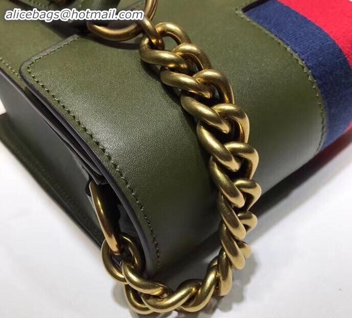 Best Price Gucci Web GG Marmont Leather Shoulder Bag 476468 Army Green