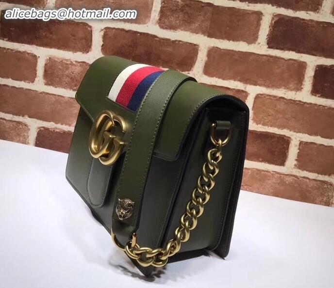 Best Price Gucci Web GG Marmont Leather Shoulder Bag 476468 Army Green