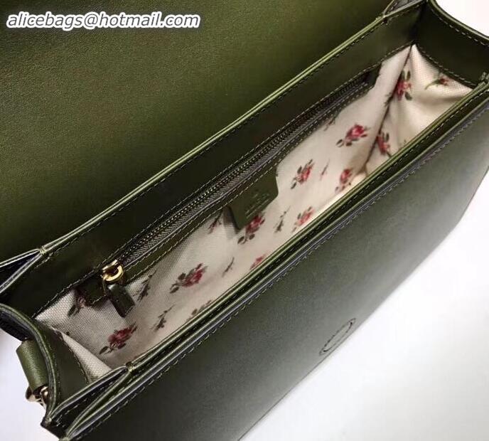 Best Price Gucci Web GG Marmont Leather Shoulder Bag 476468 Army Green