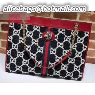 Elegant Gucci Web Rajah GG Tweed Large Tote Bag 537219 Black/White 2019 