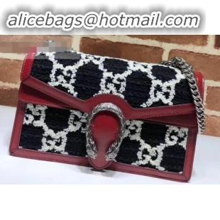 Fashion Gucci Dionysus GG Tweed Small Shoulder Bag 400249 Black/White 2019