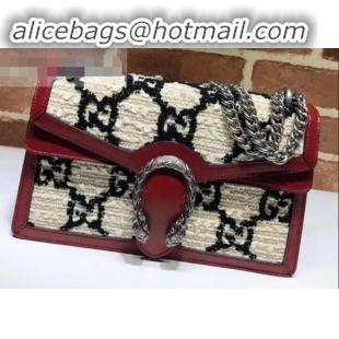 Classic Hot Gucci Dionysus GG Tweed Small Shoulder Bag 400249 White/Black 2019