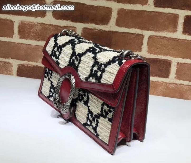 Classic Hot Gucci Dionysus GG Tweed Small Shoulder Bag 400249 White/Black 2019