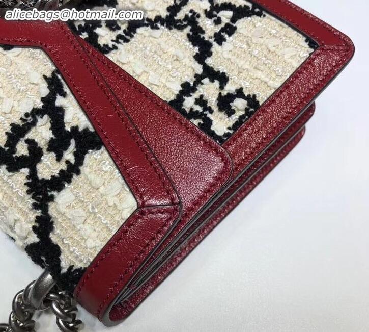 Classic Hot Gucci Dionysus GG Tweed Small Shoulder Bag 400249 White/Black 2019