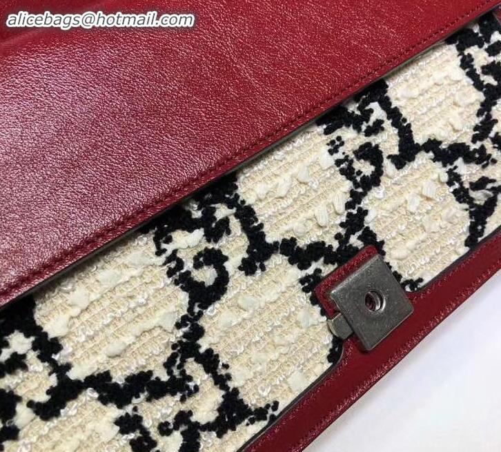 Classic Hot Gucci Dionysus GG Tweed Small Shoulder Bag 400249 White/Black 2019