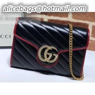 Stylish Gucci Diagonal GG Marmont Mini Shoulder Bag 573807/474575 Black 2019