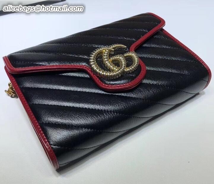 Stylish Gucci Diagonal GG Marmont Mini Shoulder Bag 573807/474575 Black 2019