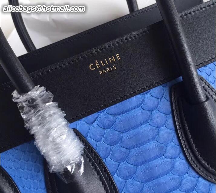 Stylish Celine Python Luggage Micro Bag C090901 Blue/Black/Apricot