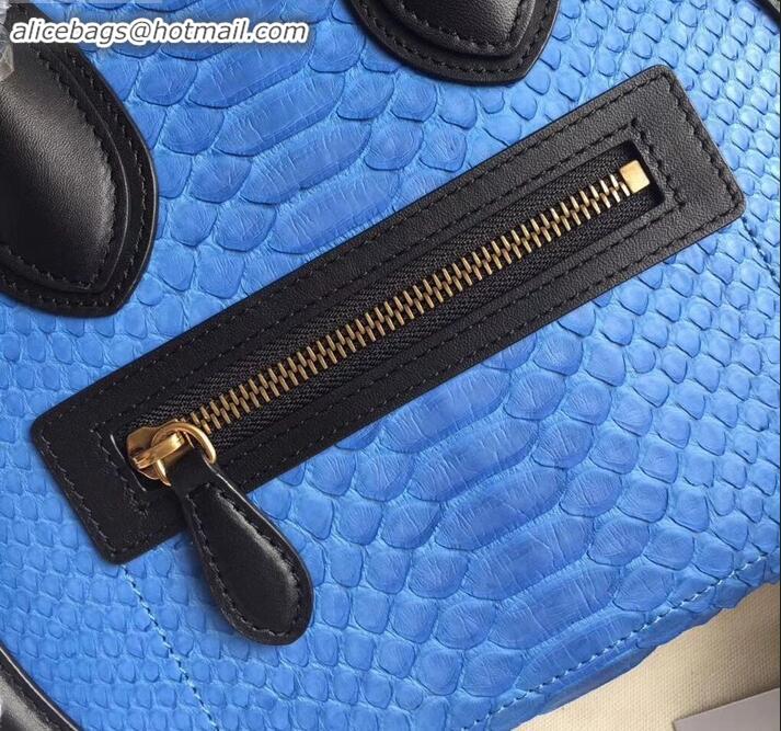 Stylish Celine Python Luggage Micro Bag C090901 Blue/Black/Apricot