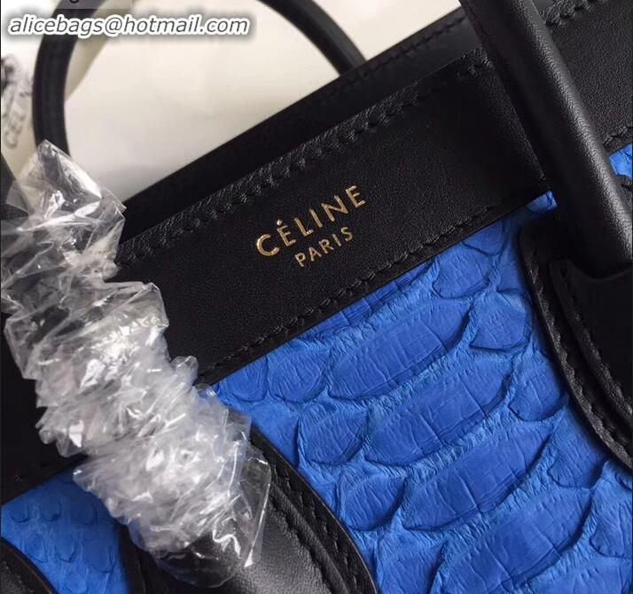 Sumptuous Celine Python Luggage Nano Bag C090901 Blue/Black/Apricot