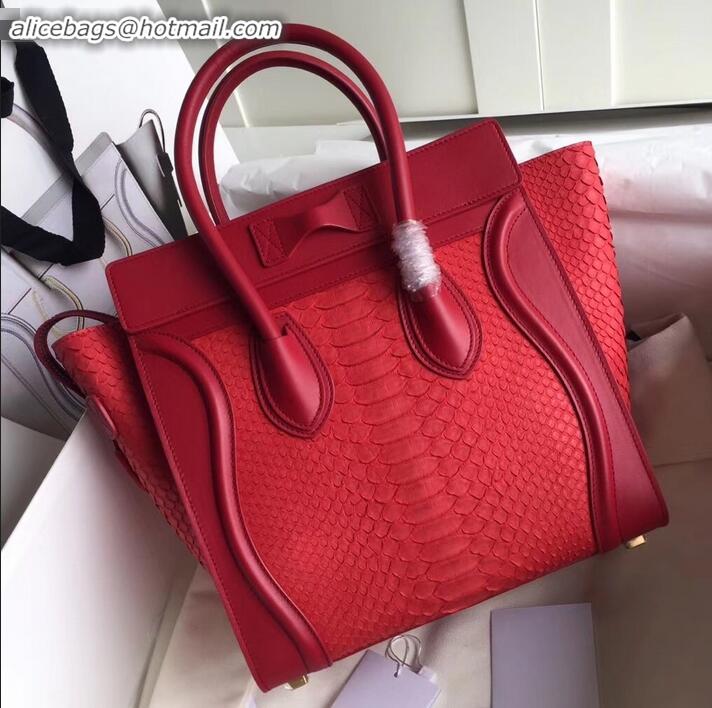 Purchase Celine Python Luggage Micro Bag C090901 Red