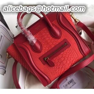 Good Quality Celine Python Luggage Nano Bag C090901 Red