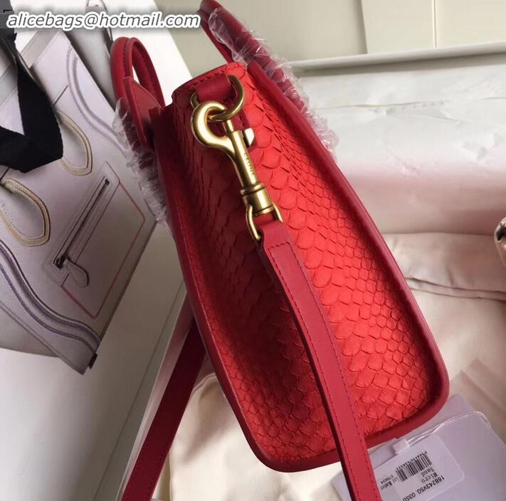 Good Quality Celine Python Luggage Nano Bag C090901 Red