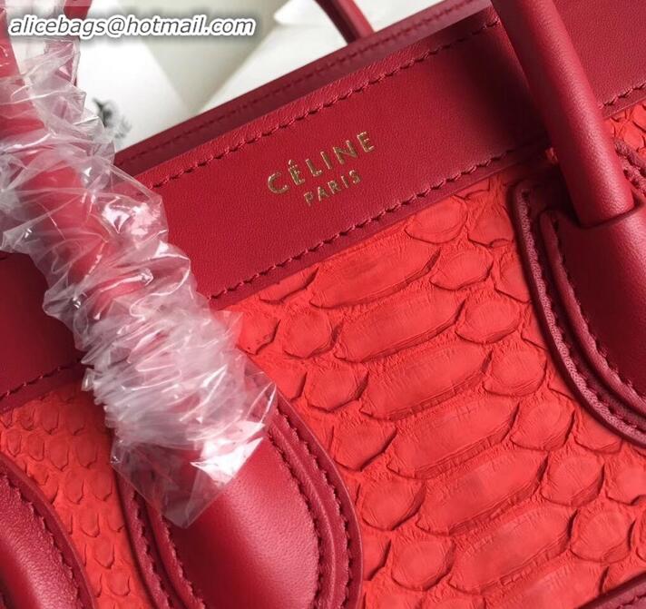 Good Quality Celine Python Luggage Nano Bag C090901 Red