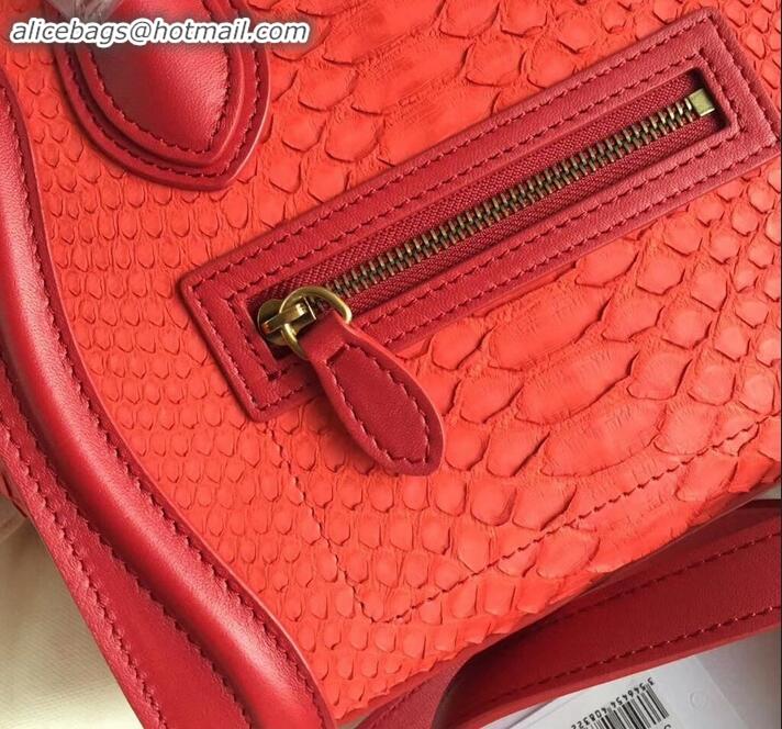 Good Quality Celine Python Luggage Nano Bag C090901 Red