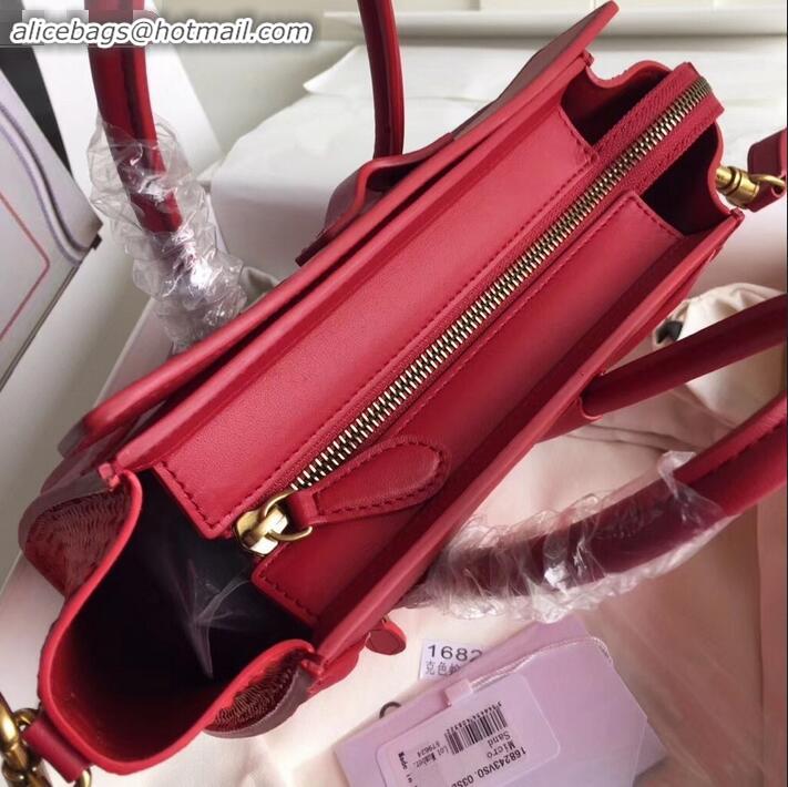 Good Quality Celine Python Luggage Nano Bag C090901 Red