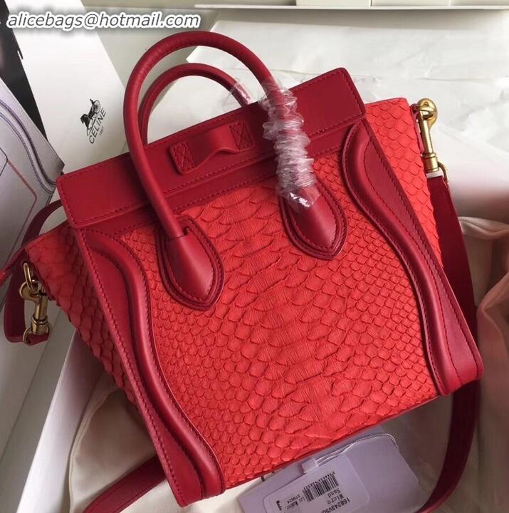 Good Quality Celine Python Luggage Nano Bag C090901 Red