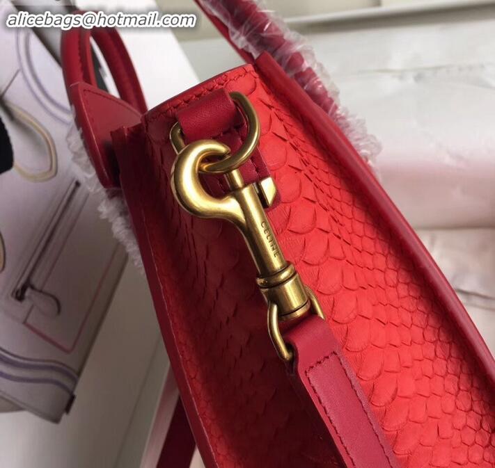 Good Quality Celine Python Luggage Nano Bag C090901 Red