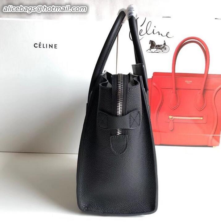 Unique Style Celine Mini Luggage Bag in Original Drummed Calfskin Black/White C090903