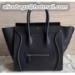 Grade Quality Celine Mini Luggage Bag in Original Drummed Calfskin Black/Silver C090903