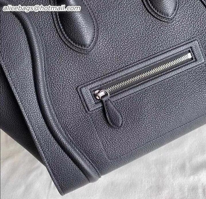 Grade Quality Celine Mini Luggage Bag in Original Drummed Calfskin Black/Silver C090903