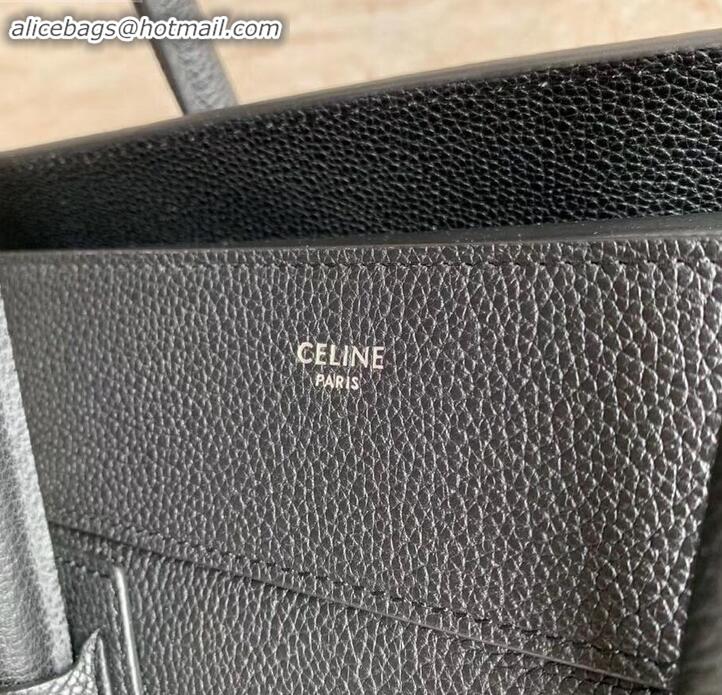 Grade Quality Celine Mini Luggage Bag in Original Drummed Calfskin Black/Silver C090903