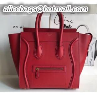 Duplicate Celine Mini Luggage Bag in Original Smooth Calfskin Red C090903