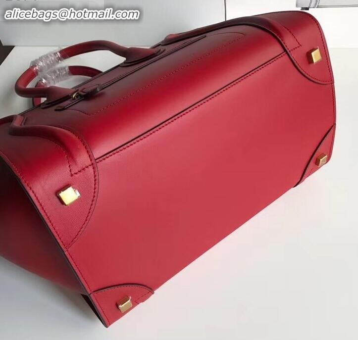 Duplicate Celine Mini Luggage Bag in Original Smooth Calfskin Red C090903