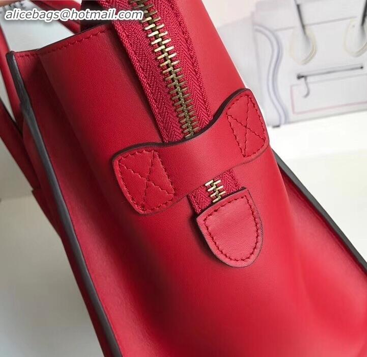 Duplicate Celine Mini Luggage Bag in Original Smooth Calfskin Red C090903