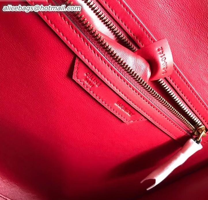 Duplicate Celine Mini Luggage Bag in Original Smooth Calfskin Red C090903