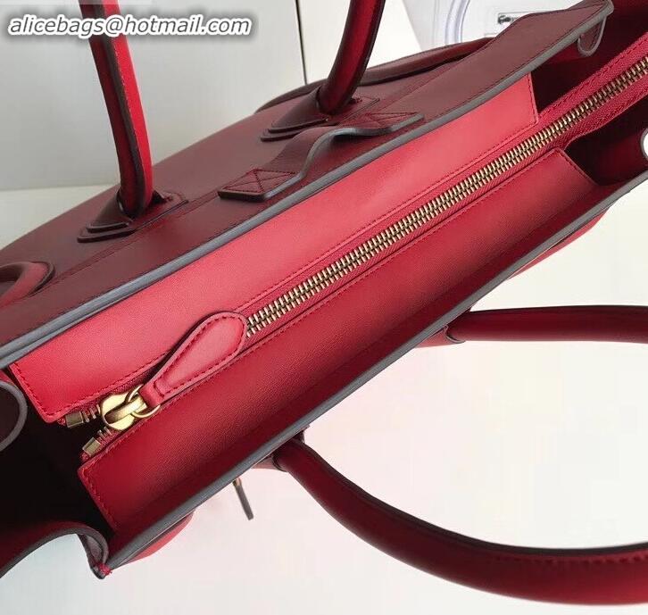 Duplicate Celine Mini Luggage Bag in Original Smooth Calfskin Red C090903