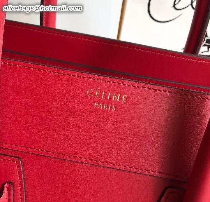 Duplicate Celine Mini Luggage Bag in Original Smooth Calfskin Red C090903