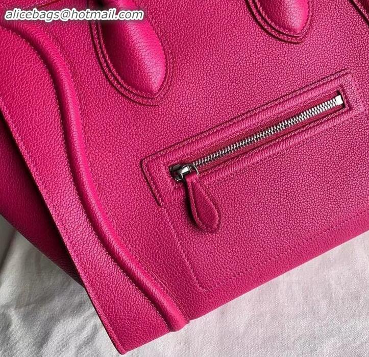 Sumptuous Celine Mini Luggage Bag in Original Drummed Calfskin Fuchsia C090903