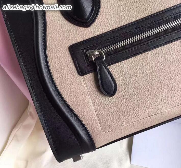 Good Quality Celine Micro Luggage Bag in Original Black/Drummed Beige/Pink C090904