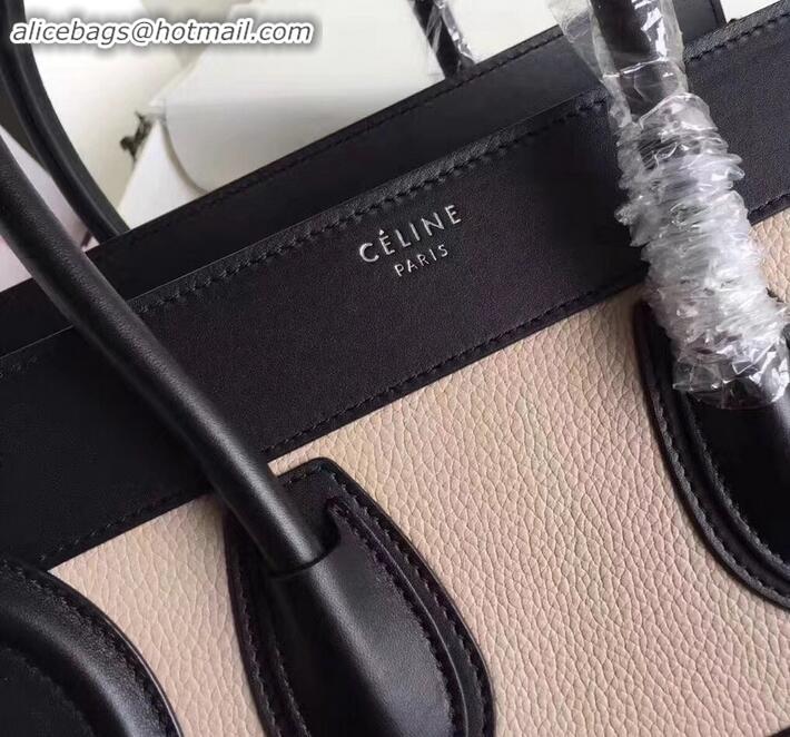 Good Quality Celine Micro Luggage Bag in Original Black/Drummed Beige/Pink C090904