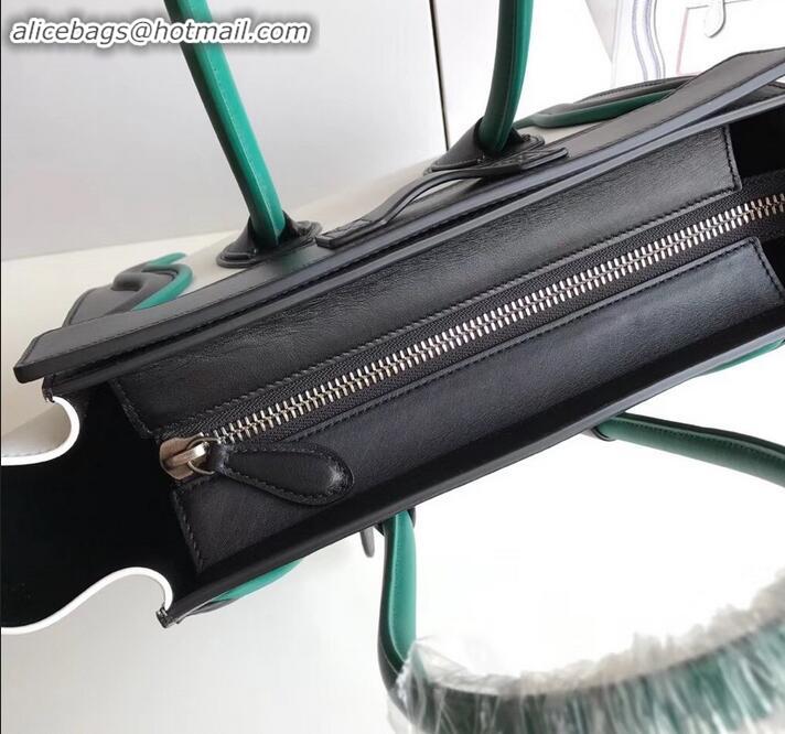 Crafted Celine Micro Luggage Bag in Original Smooth Calfskin Black/White/Green C090904