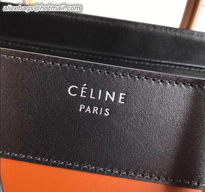 Unique Style Celine Micro Luggage Bag in Original Smooth Calfskin Black/Caramel/Apricot C090904