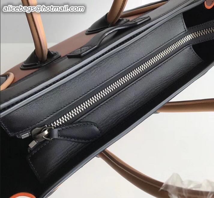 Unique Style Celine Micro Luggage Bag in Original Smooth Calfskin Black/Caramel/Apricot C090904