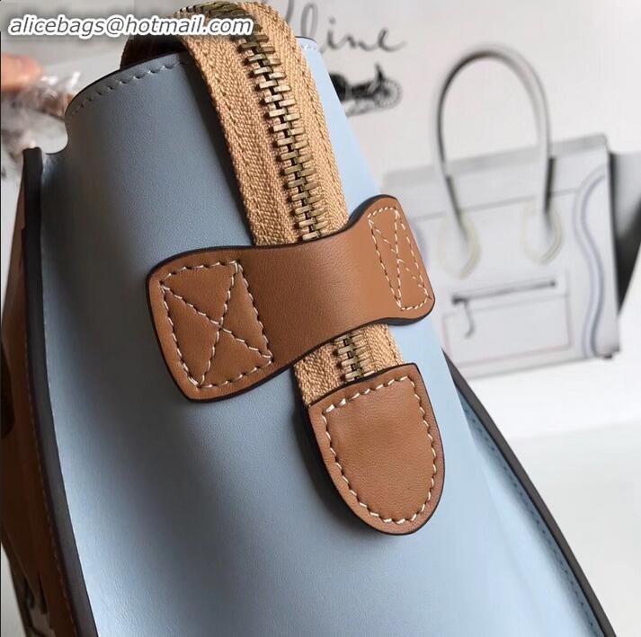 Good Looking Celine Micro Luggage Bag in Original Smooth Calfskin Khaki/Apricot/Baby Blue C090904