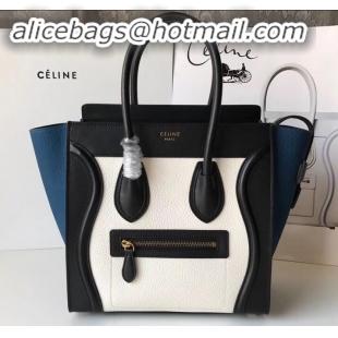 Trendy Design Celine Micro Luggage Bag in Original Black/Drummed White/Crinkled Blue C090904