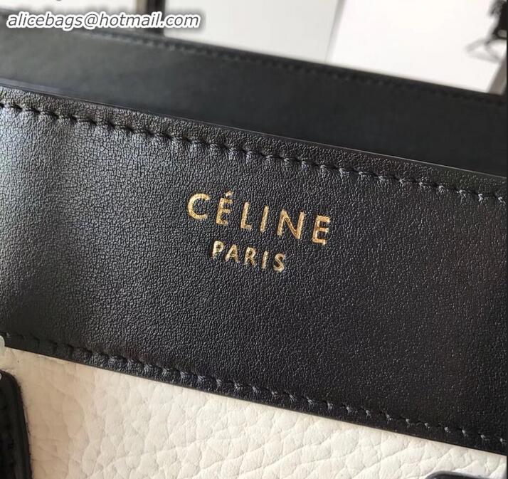 Trendy Design Celine Micro Luggage Bag in Original Black/Drummed White/Crinkled Blue C090904