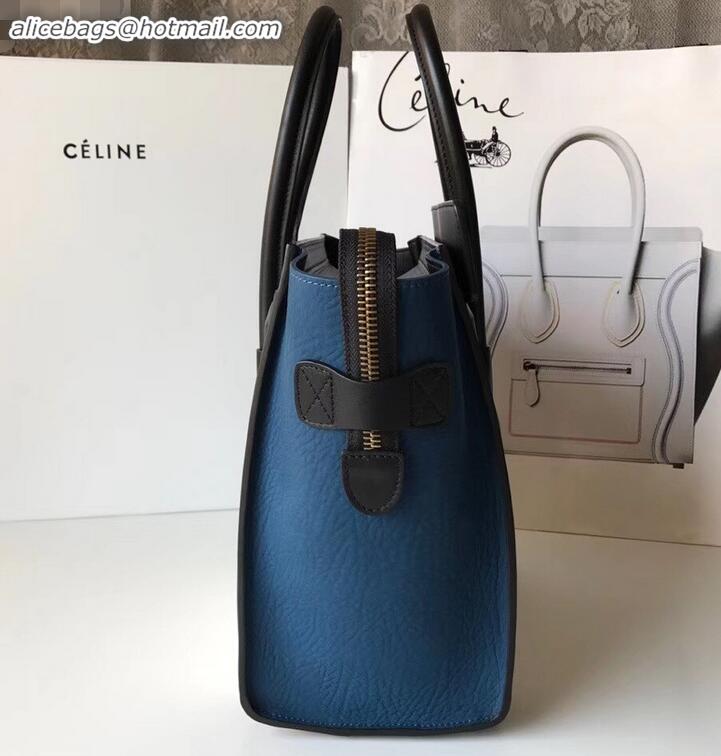 Trendy Design Celine Micro Luggage Bag in Original Black/Drummed White/Crinkled Blue C090904