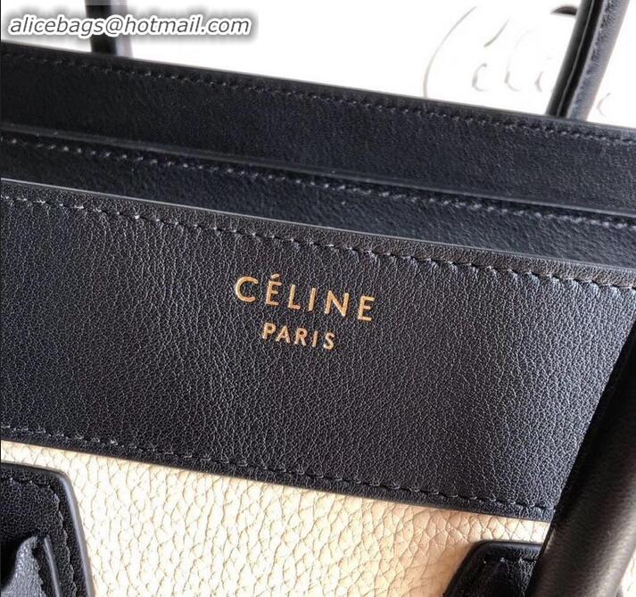 Good Product Celine Micro Luggage Bag in Original Black/Drummed Beige/Suede Red C090904