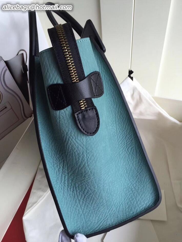 Charming Celine Micro Luggage Bag in Original Black/Drummed White/Crinkled Light Green C090904