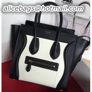 Best Grade Celine Micro Luggage Bag in Original Smooth Calfskin Black/White C090904